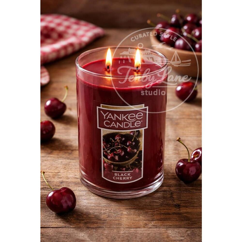 Yankee Candle Black Cherry 22oz Large Tumbler Dual Wick‎ Rich Fruity Scent